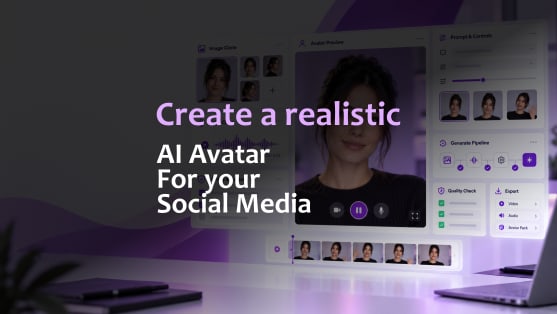 AI avatar course cover with an avatar preview and editing panels